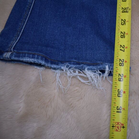 Flying Monkey Bell Bottom Flare Jeans Sz 25 Blue Highrise Distressed Button Fly - Picture 5 of 8